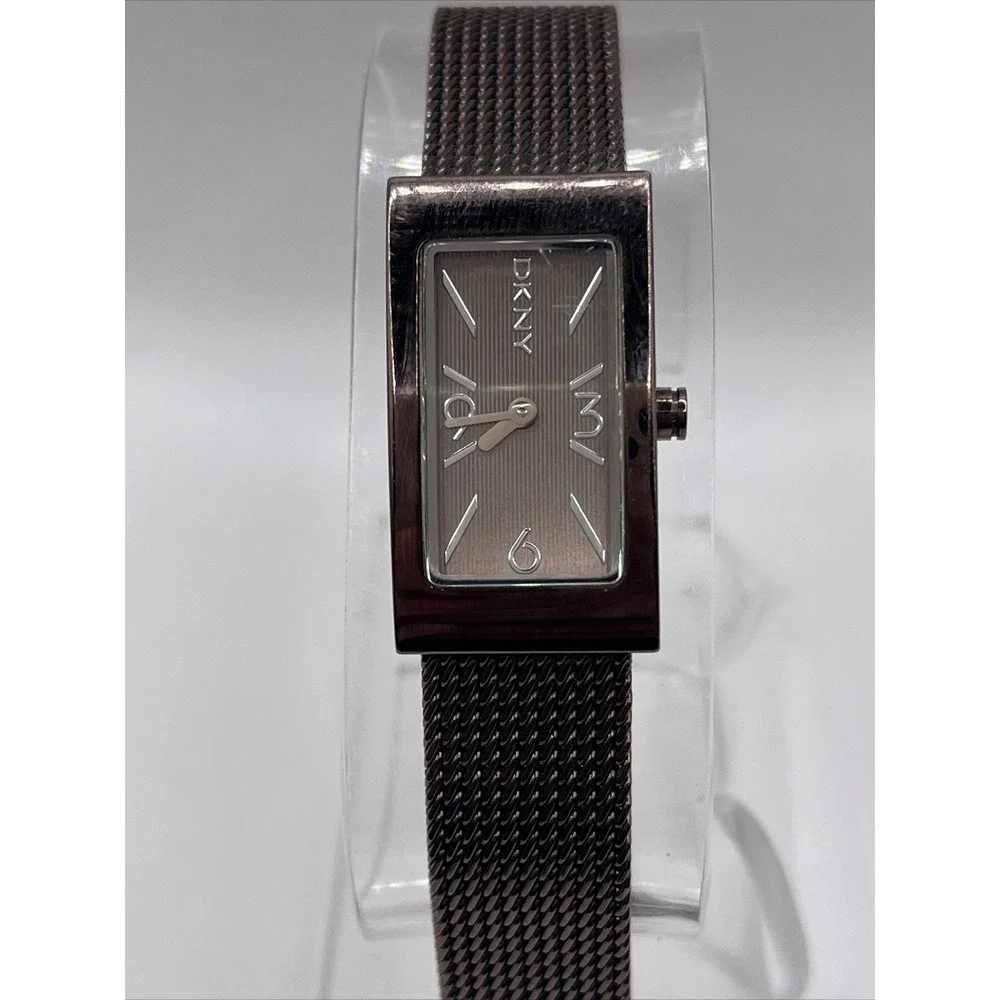 DKNY Women's Quartz Watch Mesh Metal Band Brown NY-3808 New Battery